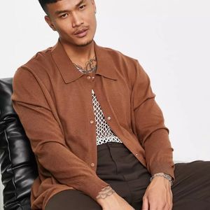 Bando knitted revere collar boxy fit knitted shirt XS Tan never worn